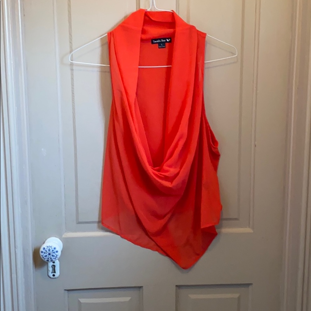 Coral low neck blouse